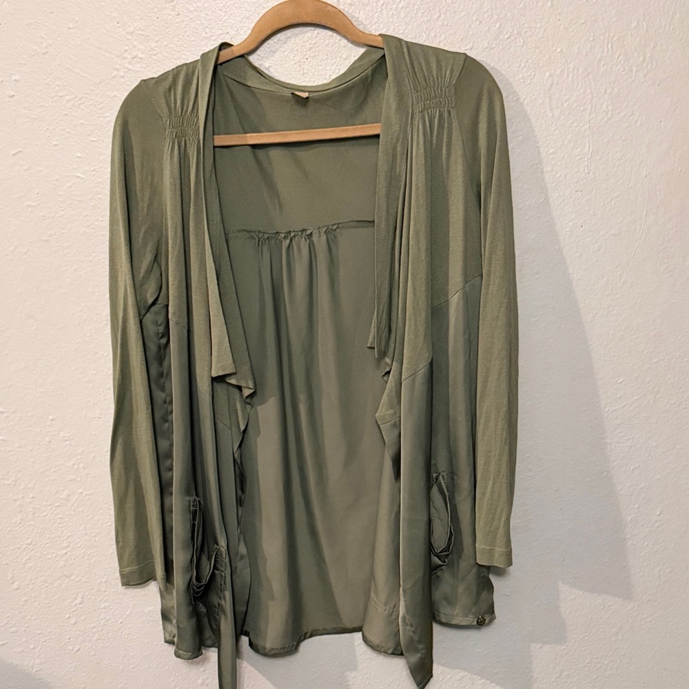 Chic Olive Green Drape Cardigan